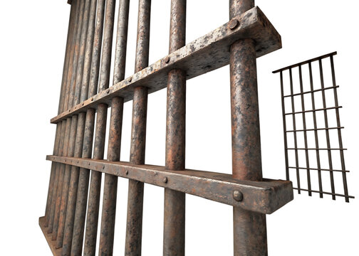 Rusty metal jail bars illustration symbolic of prison and confinement