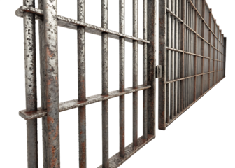 Metal jail bars with rust and patina for incarceration or imprisonment