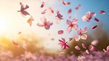 Delicate cherry blossoms dancing in the spring breeze.