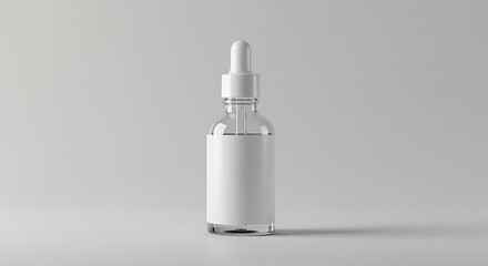 Dropper Bottle Mockup with White Label on Neutral Background