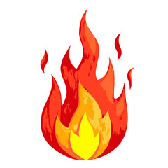 Vibrant Hand-Painted Flame Illustration, Fiery Orange and Yellow Hues