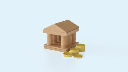 The Bank and coins for earn or Business concept 3d Rendering.