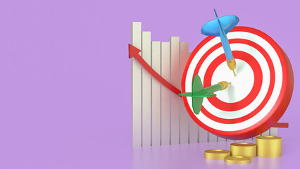 The  Target and gold coins for Business concept 3d rendering.