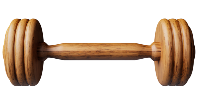  Wooden bar, wooden crossbar for gymnastics or yoga, isolated on a transparent background. Cutout PNG file with white space around the edges.