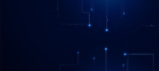 Technology innovation background. Futuristic digital cyber blue circuit lines, tech event poster or corporate business concept