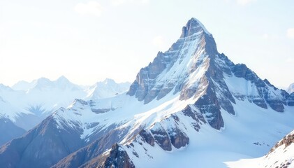 Obraz premium Snow-covered mountain peak, pristine white canvas, wild, stock, texture