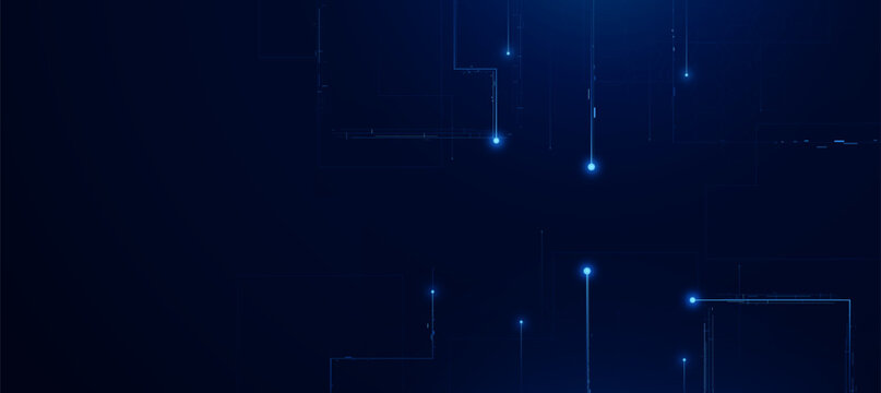 Technology innovation background. Futuristic digital cyber blue circuit lines, tech event poster or corporate business concept