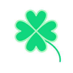 St Patrick's Day. Lucky Four-leaf clover, Green Four leaf clover vector icon. Lucky and happiness concept. Shamrock - green four leaf clover icon. Good luck theme design element.