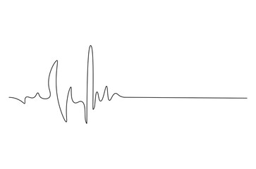 Continuous one line drawing of Heartbeat. Single line drawing illustration of ECG or EKG Cardio graph. Medical cardiology concept vector art. Doodle line illustration.