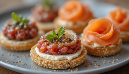 Gourmet Food Catering with Salmon and Caviar Appetizers