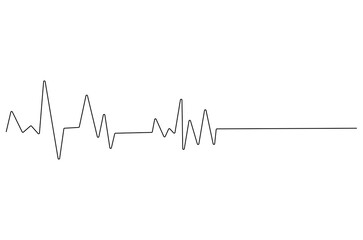 Continuous one line drawing of Heartbeat. Single line drawing illustration of ECG or EKG Cardio graph. Medical cardiology concept vector art. Doodle line illustration.