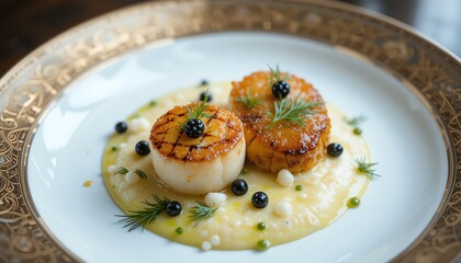 Seared Scallops with Polenta for Food Catering