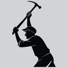 Person holding hammer and sickle image silhouette design vector art and illustration	