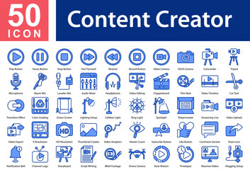 Content Creator Icon Collection and Symple Concept mixed blue color