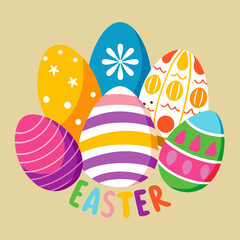 easter eggs on a blue background