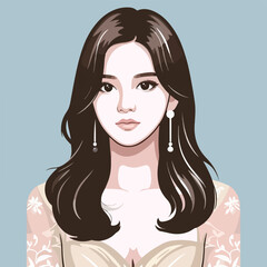 vector image of woman wearing beautiful dress
