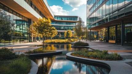 Modern Office Complex with Tranquil Courtyard