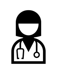 医師ドクターのシンプルなモノクロイラストアイコン