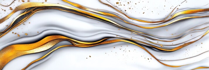 Obraz premium elegant white marble slab with gold and silver veins 