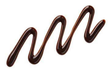 Drizzle of rich dark chocolate sauce isolated on transparent background