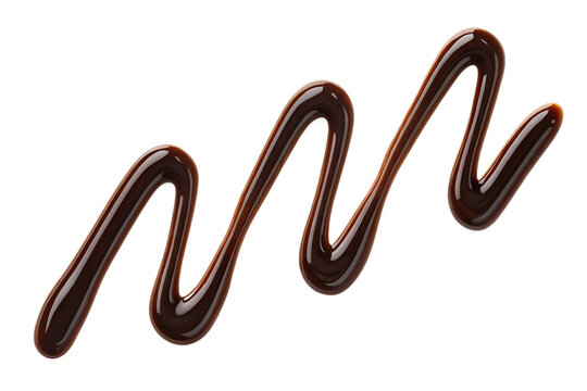 Drizzle of rich dark chocolate sauce isolated on transparent background