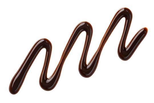 Drizzle of rich dark chocolate sauce isolated on transparent background