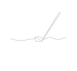 One continuous line drawing of golf putter, golf line icon, white background,one continuous line drawing of Golf sport vector illustration, abstract one line icon drawing.