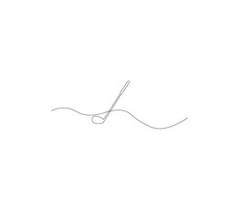 Obraz premium One continuous line drawing of golf putter, golf line icon, white background,one continuous line drawing of Golf sport vector illustration, abstract one line icon drawing.