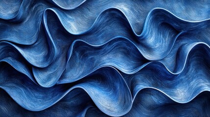 Obraz premium Abstract Blue Waves: A Serene Study in Texture and Form