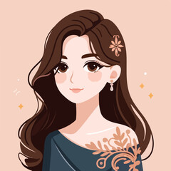 vector image of woman wearing beautiful dress