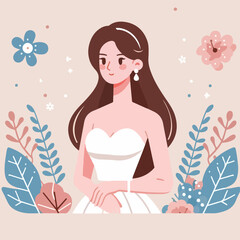 vector image of woman wearing beautiful dress