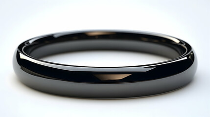 Close-up of a Polished Black Wedding Band