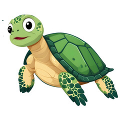 Fototapeta premium Cute sea turtle cartoon isolated on a transparent background. 