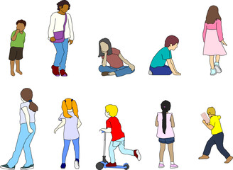 vector sketch illustration silhouette design image of a child playing 