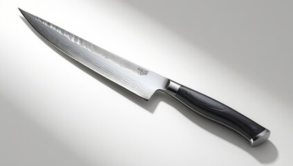 Elegant Damascus Steel Kitchen Knife with Black Pakkawood Handle ©  nur fatahillah