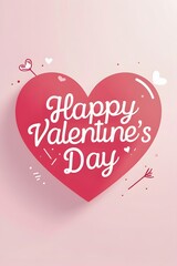 Happy Valentine's Day Greeting Card with Pink Heart and Arrows