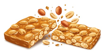 Fototapeta premium peanut brittle broken in half 