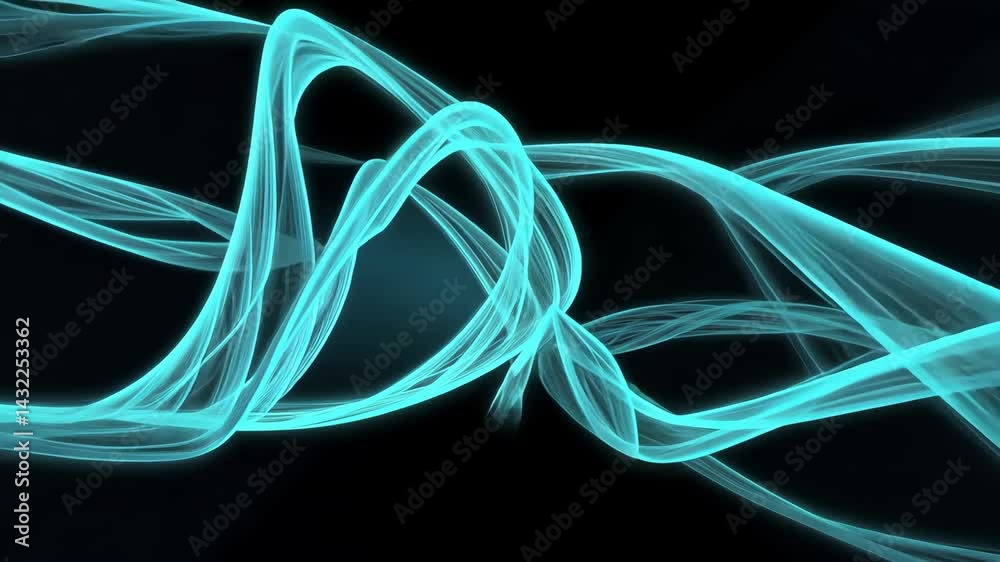 Poster abstract neon lines forming dynamic patterns against a dark background, creating a vibrant visual en