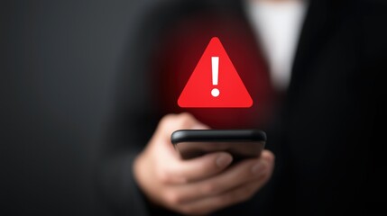 Warning displayed on smartphone during important communication in a dimly lit environment.