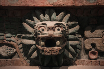 Carving details of Quetzalcoatl Pyramid