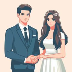 vector image of man and woman wearing cool suit and beautiful dress