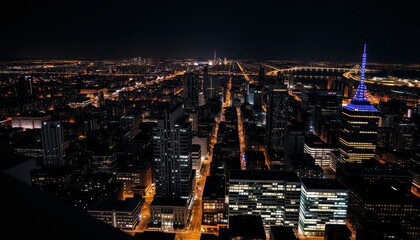 Night Cityscape Aerial View (1)