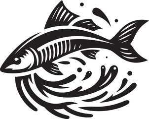 fish vector illustration, fish logo silhouette vector