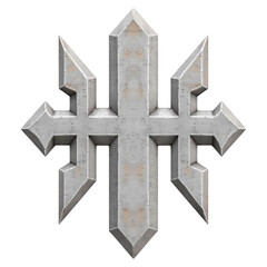 Gray Stone Cross 3D Model Detailed Geometric Cross Symbol With Textured Surface
