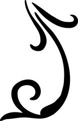 Calligraphy Curvy Line Floral Decoration