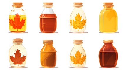 Professional Vector Set of Various Maple Syrup Grades or Types for Food Illustrations