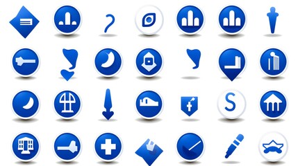 Bank Map Markers Icon with Bonus Pictograms for Professional Use