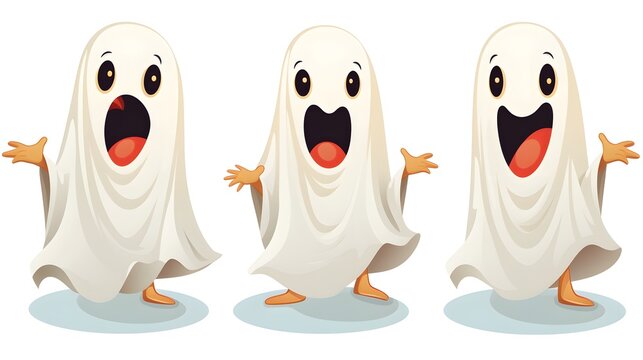 Illustration of a playful Pocong, a beloved Indonesian ghost character, ideal for Halloween decor