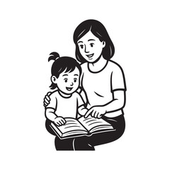 mother teaches child to read