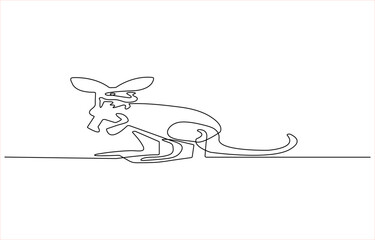 Continuous single line sketch drawing of kangaroo australia endemic animal mammals wild life one line art concept vector illustration
